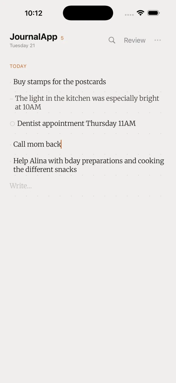 JournalApp — Capture screen on iOS